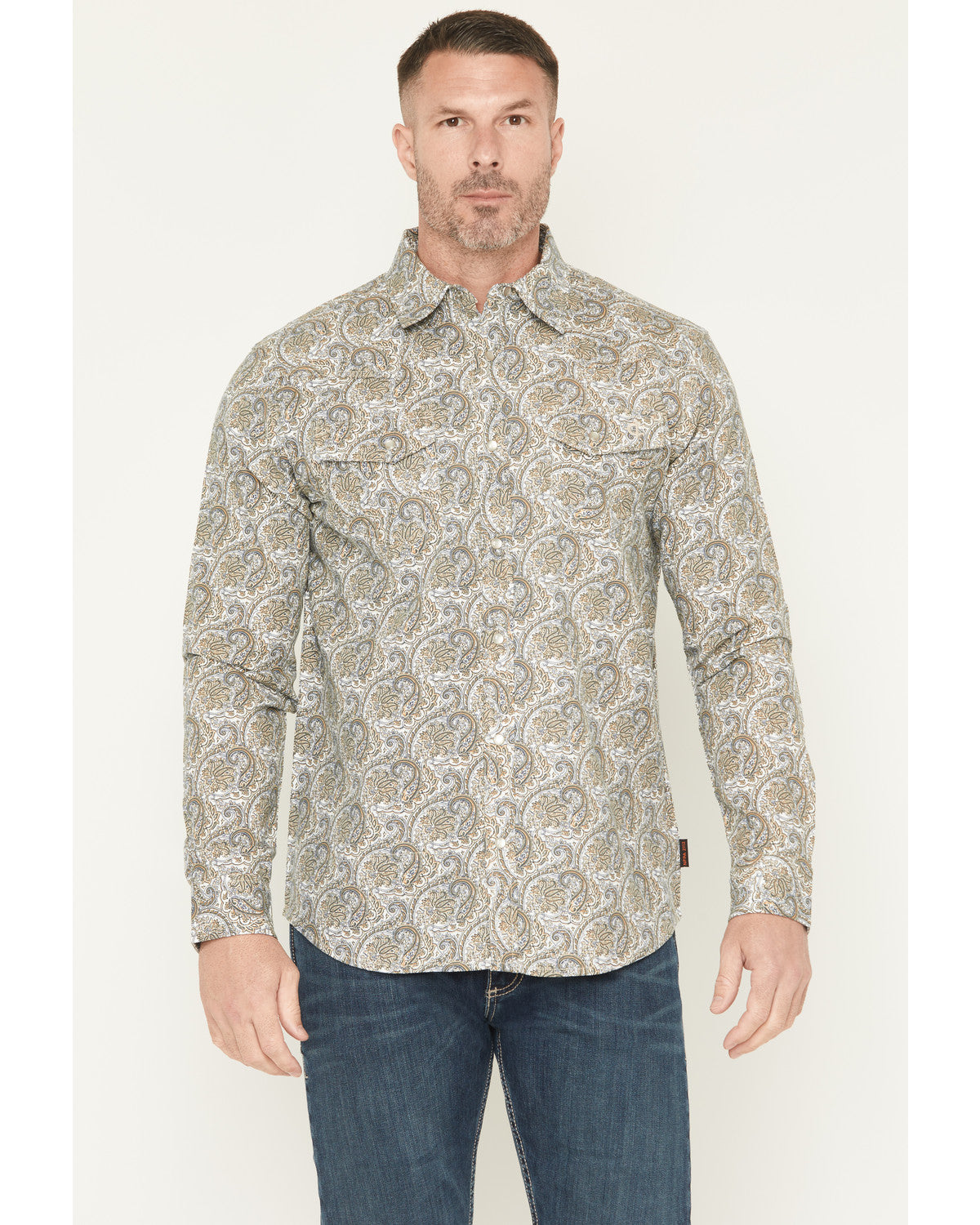 Men's FR Paisley Print Long Sleeve Snap Work Shirt | Cody James Clothing