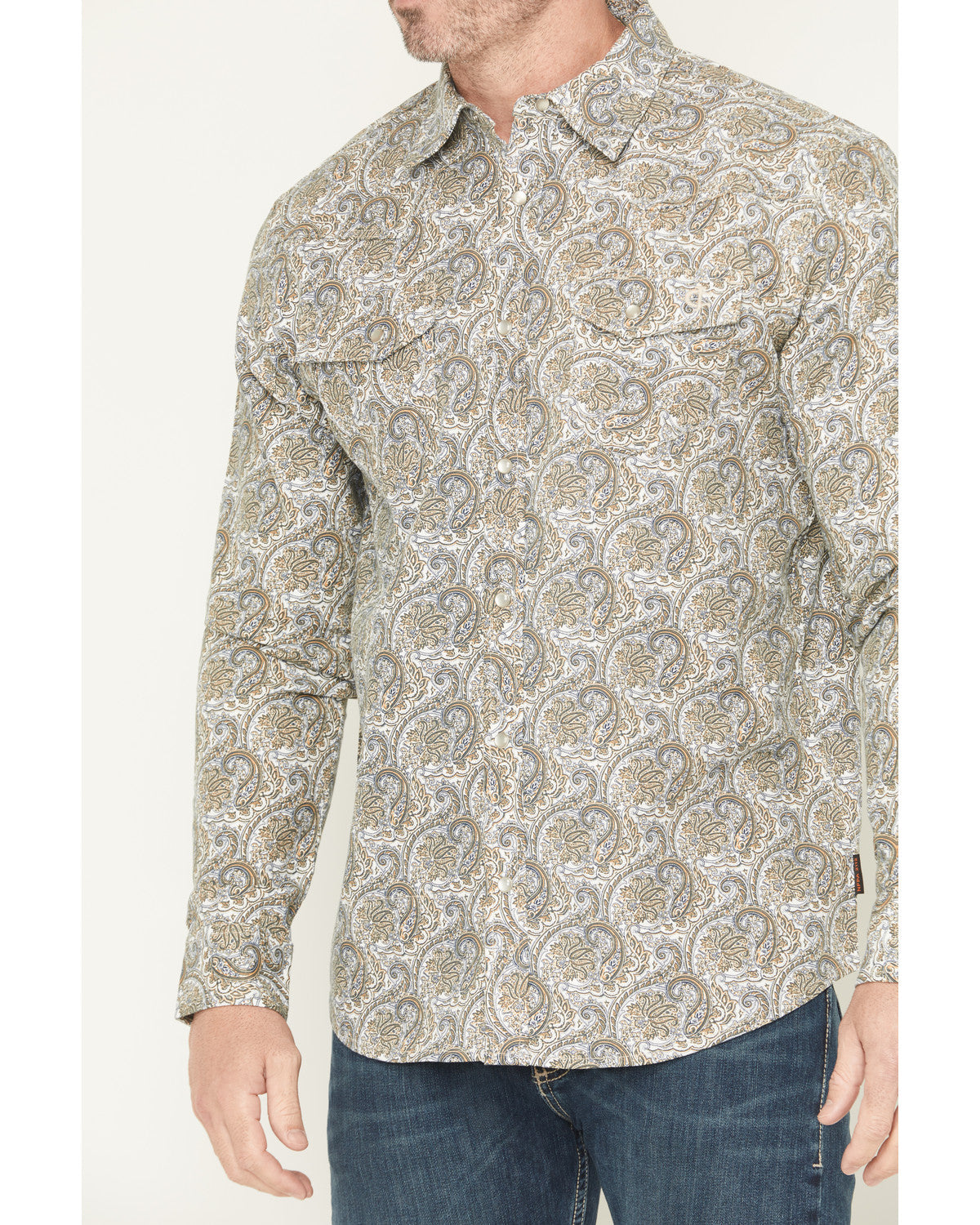 Men's FR Paisley Print Long Sleeve Snap Work Shirt | Cody James Clothing
