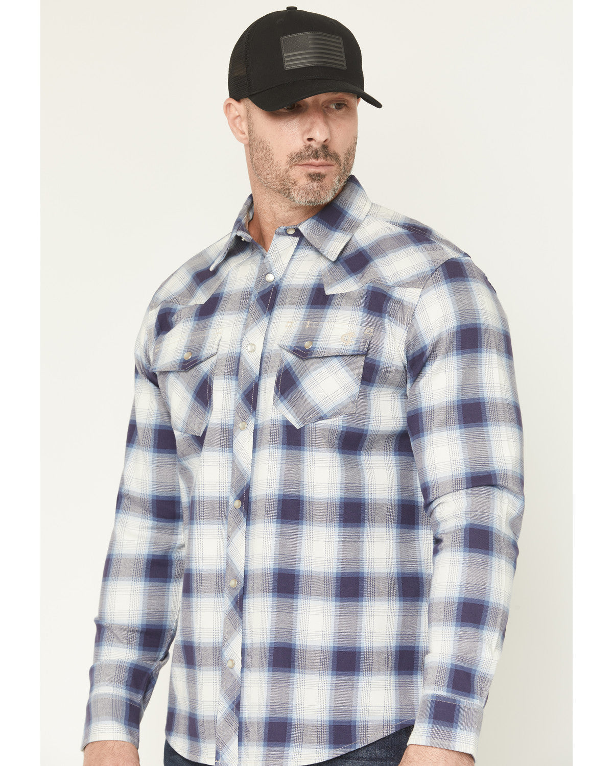 Men's FR Tex Plaid Print Long Sleeve Snap Work Shirt | Cody James Clothing