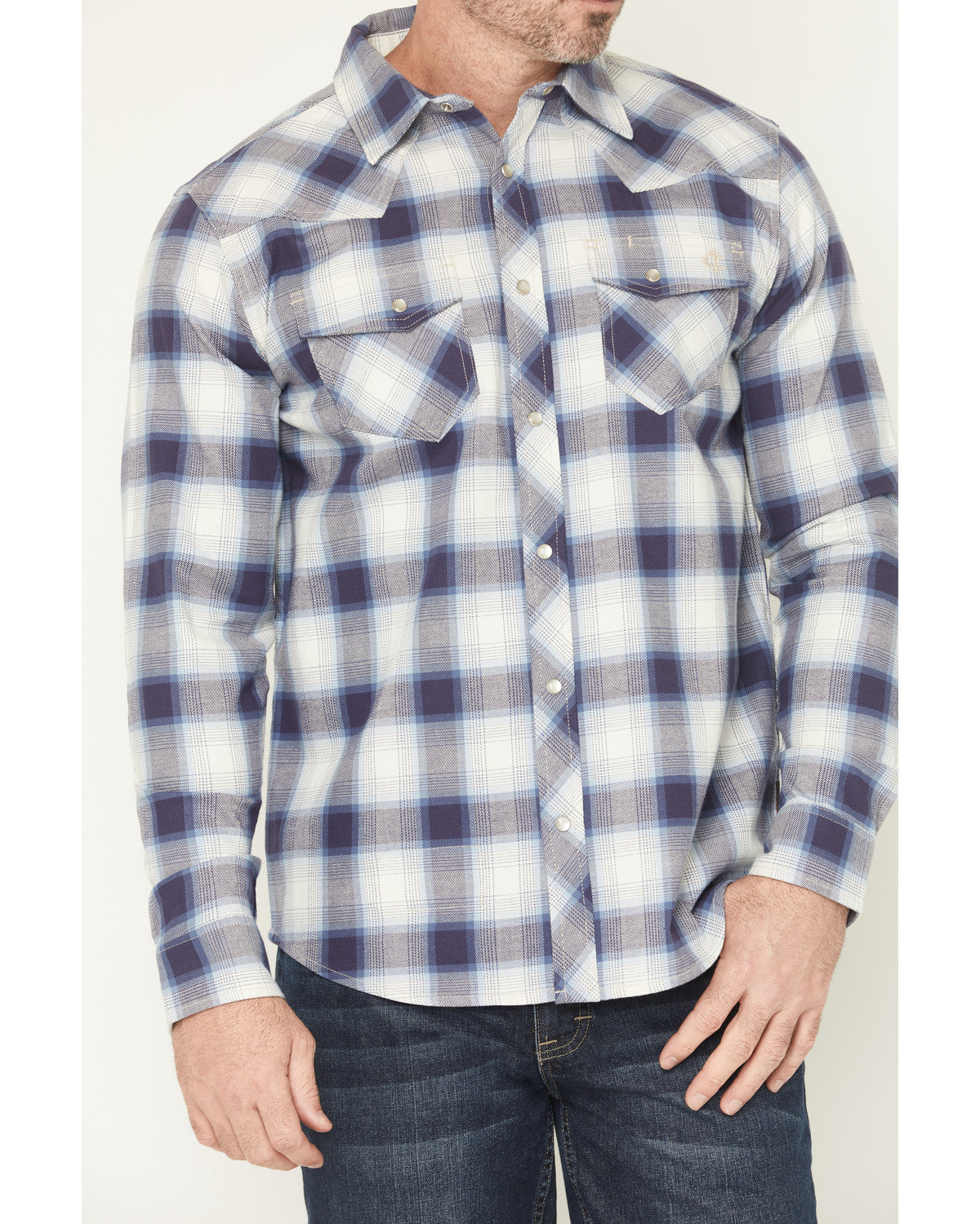 Men's FR Tex Plaid Print Long Sleeve Snap Work Shirt | Cody James Clothing