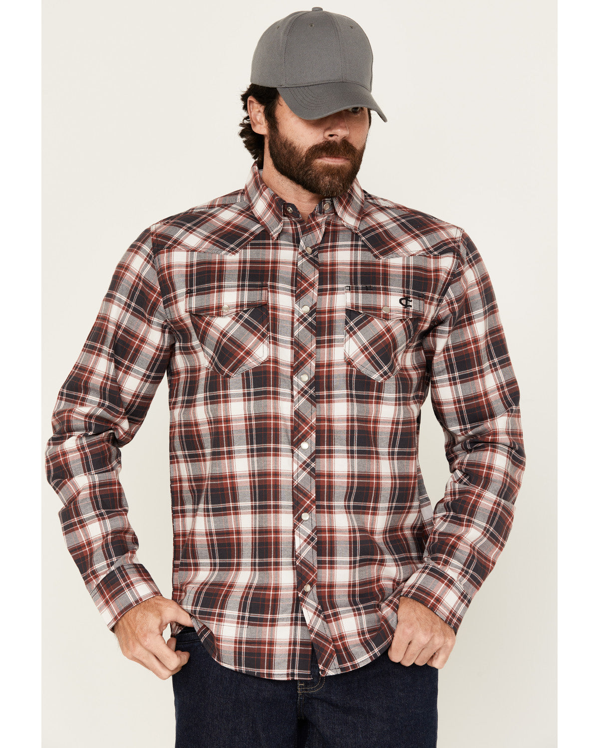 Men's FR Plaid Print Long Sleeve Snap Work Shirt | Cody James Clothing|Sale