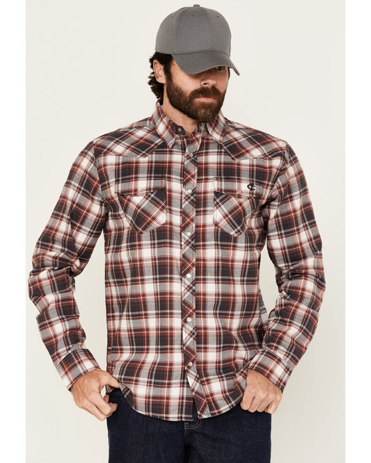 Men's FR Plaid Print Long Sleeve Snap Work Shirt | Cody James Clothing|Sale