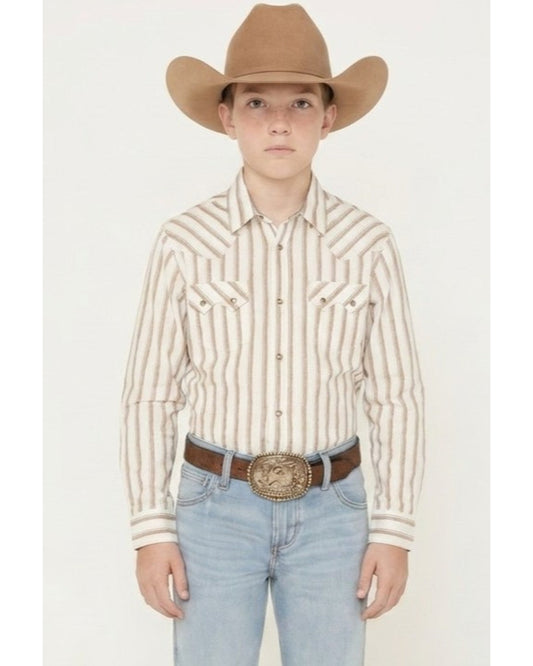 Boys' Trigger Striped Print Long Sleeve Snap Western Shirt | Cody James Clothing|Boys
