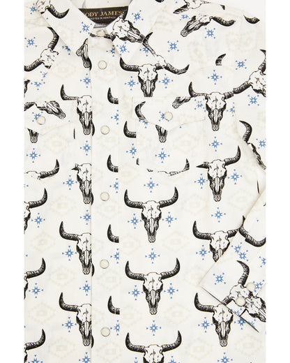Toddler Boys' Prehistoric Bull Skull Print Long Sleeve Snap | Cody James Clothing|Boys