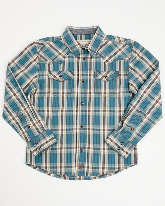 Toddler Boys' Niagra Falls Plaid Print Long Sleeve Snap Wes | Cody James Clothing|Boys