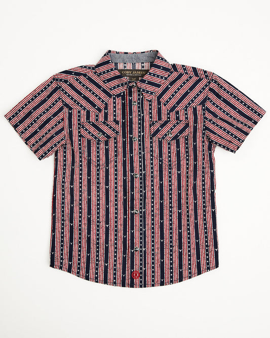 Toddler Boys' Steer Head Stars & Stripes Short Sleeve Snap | Cody James Clothing|Boys