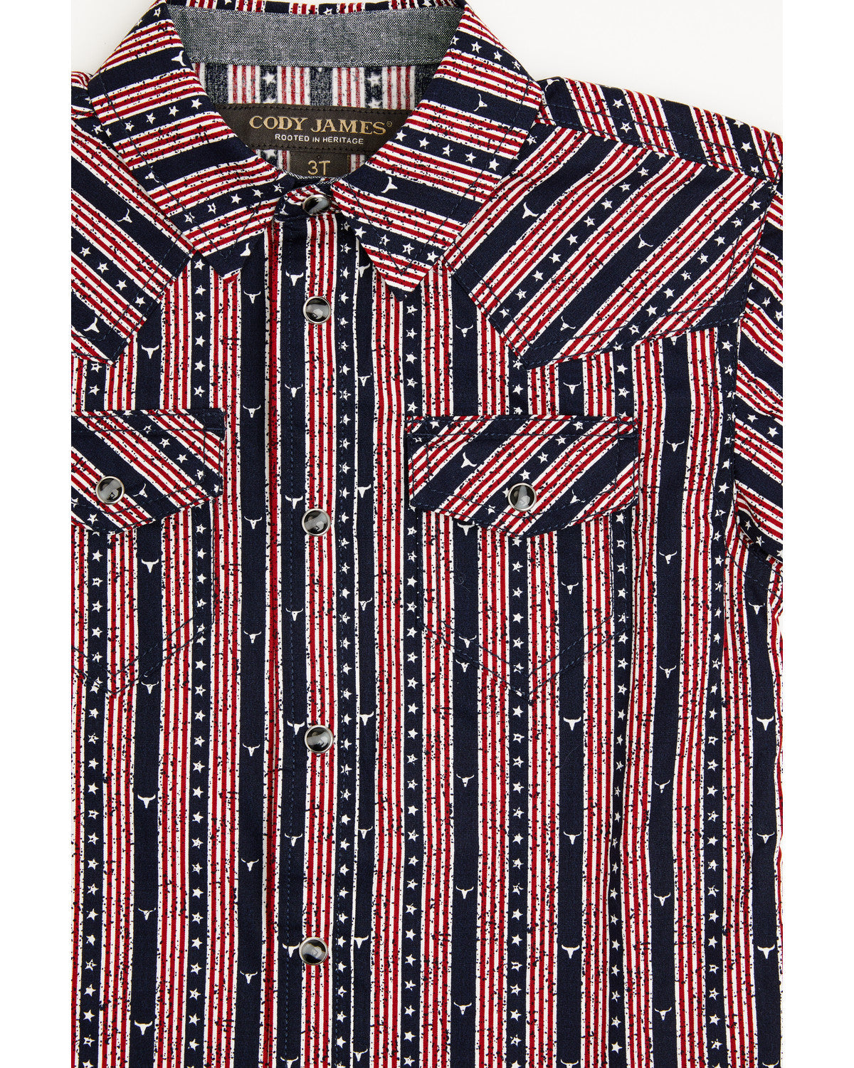 Toddler Boys' Steer Head Stars & Stripes Short Sleeve Snap | Cody James Clothing|Boys