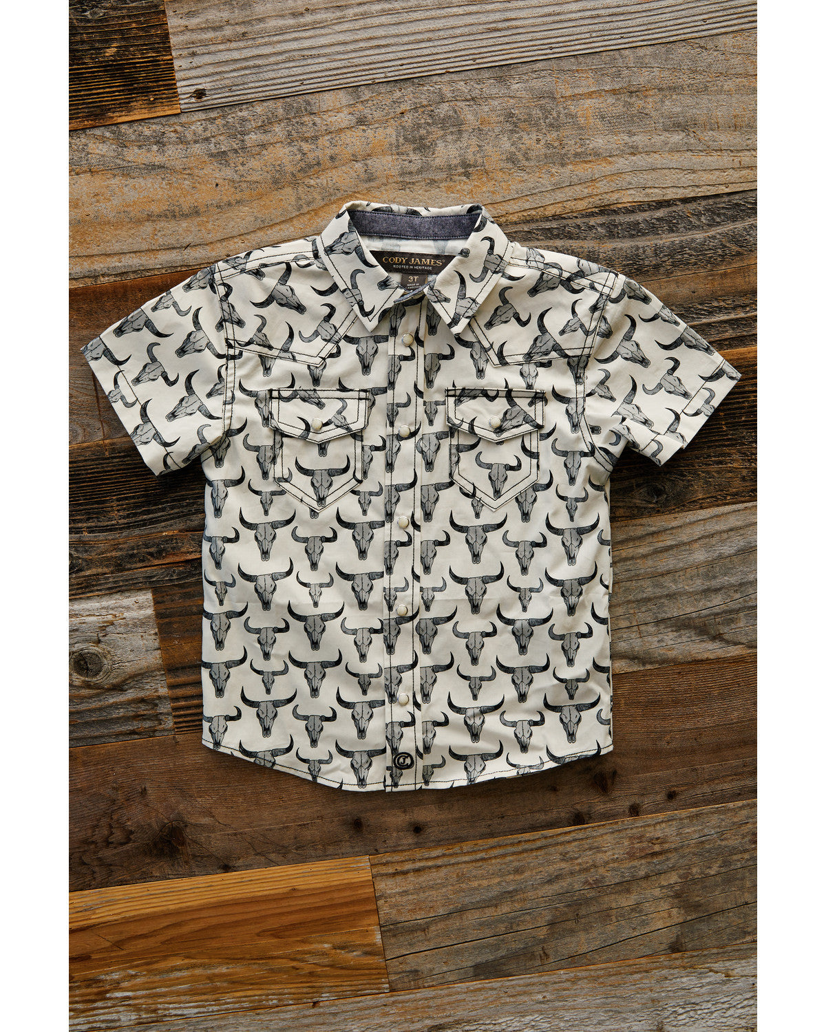 Toddler Boys' Toro Steerhead Print Short Sleeve Snap Wester | Cody James Clothing|Boys