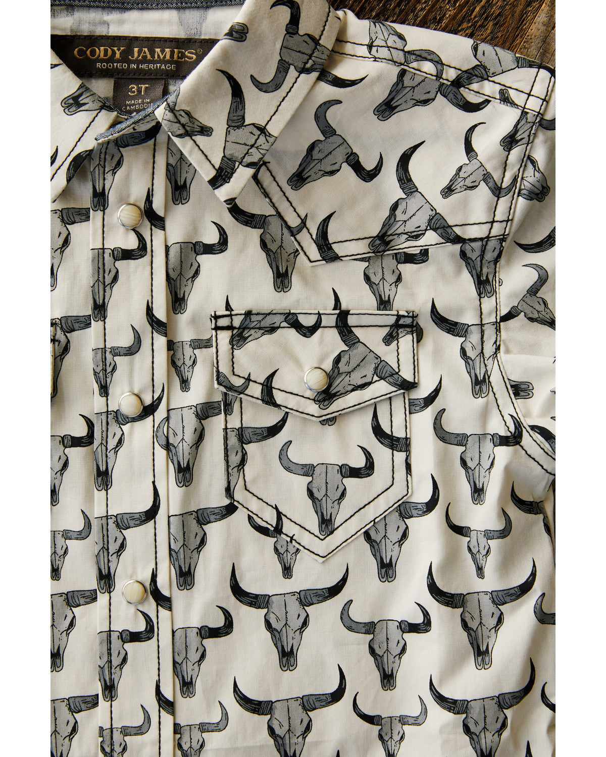 Toddler Boys' Toro Steerhead Print Short Sleeve Snap Wester | Cody James Clothing|Boys
