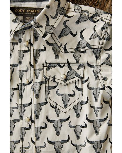 Toddler Boys' Toro Steerhead Print Short Sleeve Snap Wester | Cody James Clothing|Boys