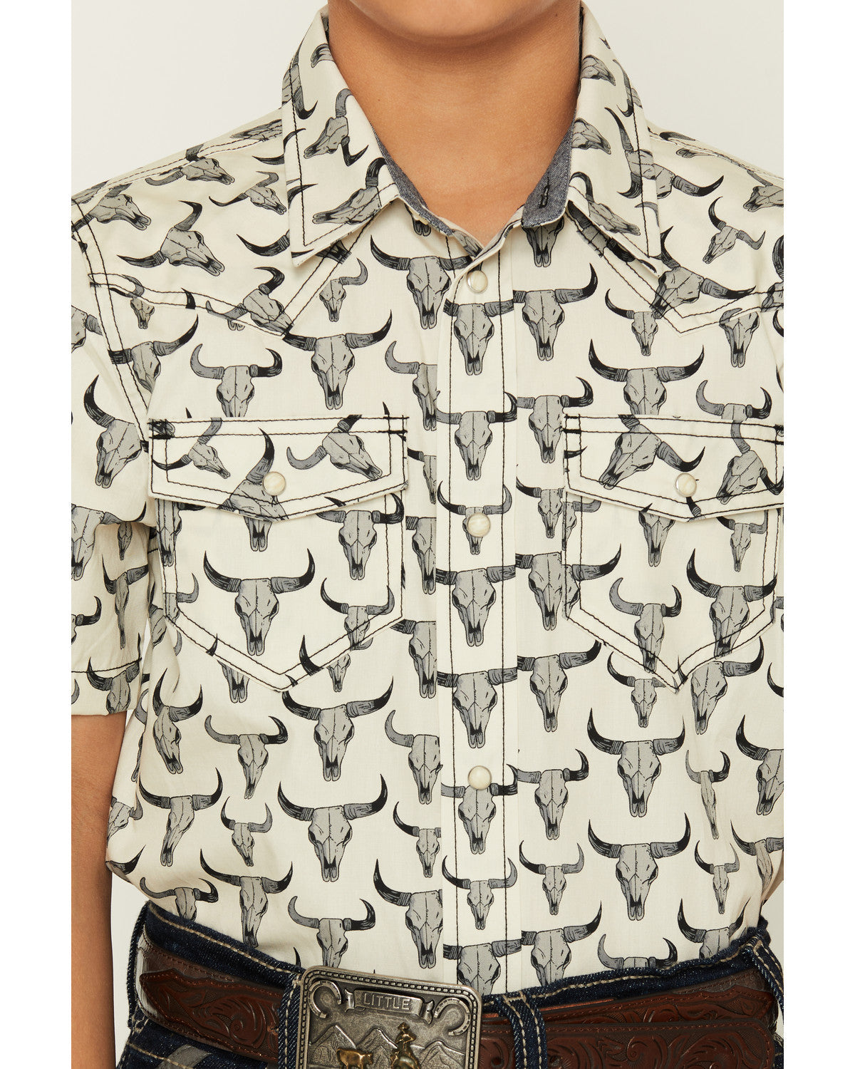 Boys' Toro Steerhead Print Short Sleeve Snap Western Shirt | Cody James Clothing|Boys