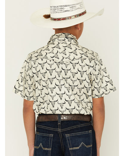 Boys' Toro Steerhead Print Short Sleeve Snap Western Shirt | Cody James Clothing|Boys
