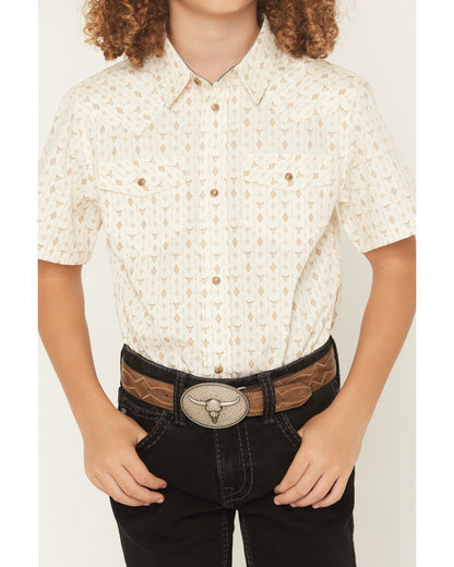 Boys' Jace Southwestern Print Short Sleeve Snap Western Shi | Cody James Clothing|Boys