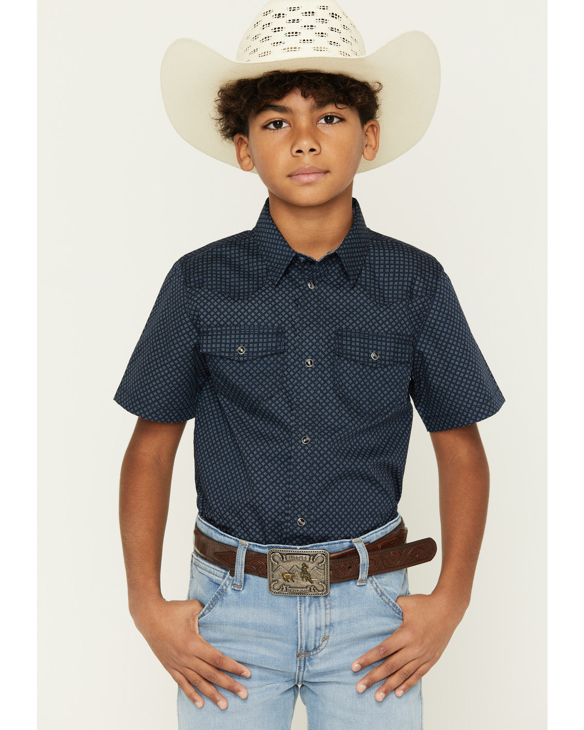 Boys' Tripp Geo Print Short Sleeve Snap Western Shirt | Cody James Clothing|Boys