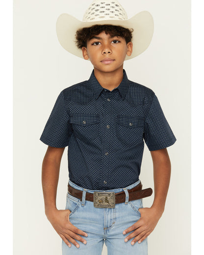 Boys' Tripp Geo Print Short Sleeve Snap Western Shirt | Cody James Clothing|Boys