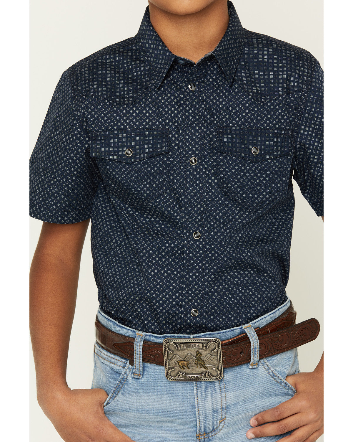 Boys' Tripp Geo Print Short Sleeve Snap Western Shirt | Cody James Clothing|Boys
