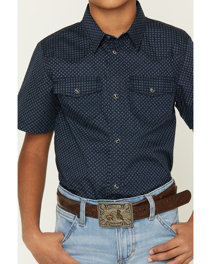 Boys' Tripp Geo Print Short Sleeve Snap Western Shirt | Cody James Clothing|Boys
