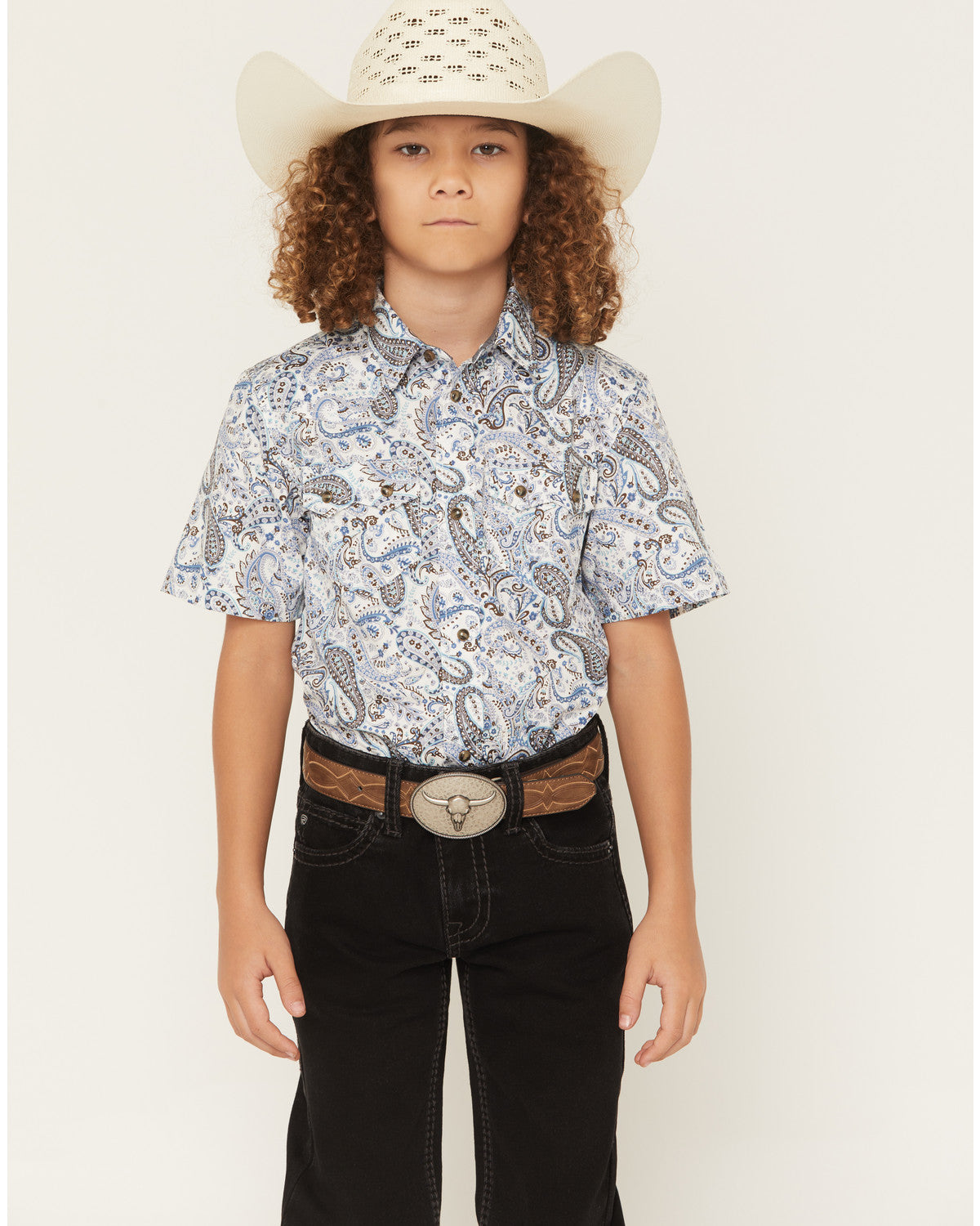 Boys' Ryder Paisley Print Short Sleeve Snap Western Shirt | Cody James Clothing|Boys