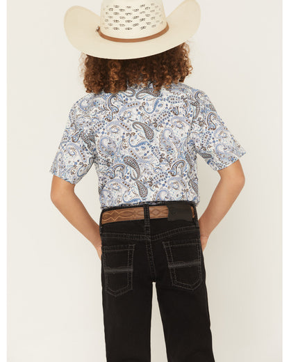 Boys' Ryder Paisley Print Short Sleeve Snap Western Shirt | Cody James Clothing|Boys