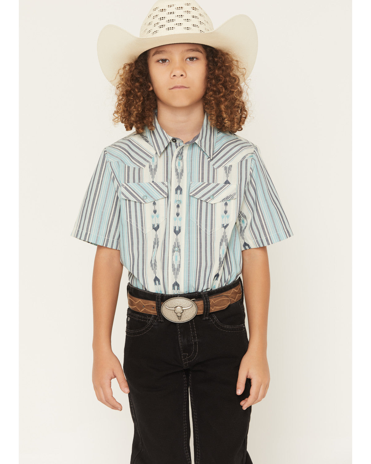 Boys' Heath Southwestern Striped Short Sleeve Snap Western | Cody James Clothing|Boys