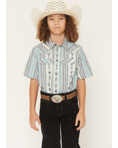 Boys' Heath Southwestern Striped Short Sleeve Snap Western | Cody James Clothing|Boys