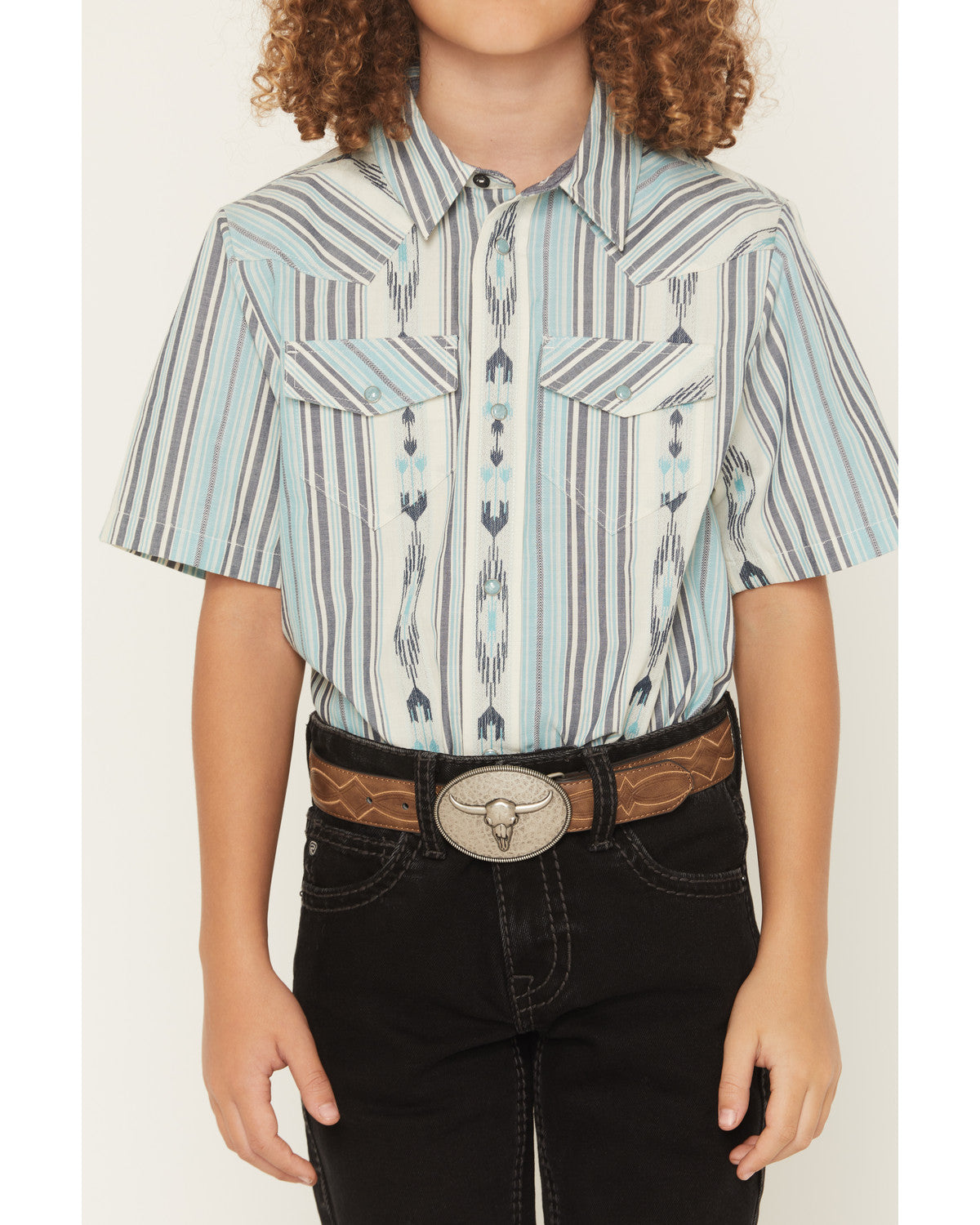 Boys' Heath Southwestern Striped Short Sleeve Snap Western | Cody James Clothing|Boys