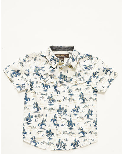 Toddler Boys' Amos Western Print Short Sleeve Snap Western | Cody James Clothing|Boys
