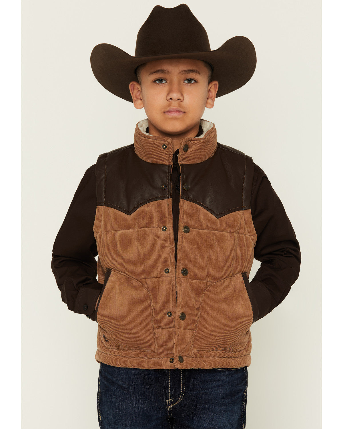 Boys' Lonoke Corduroy Faux Leather Vest | Cody James Clothing|Boys