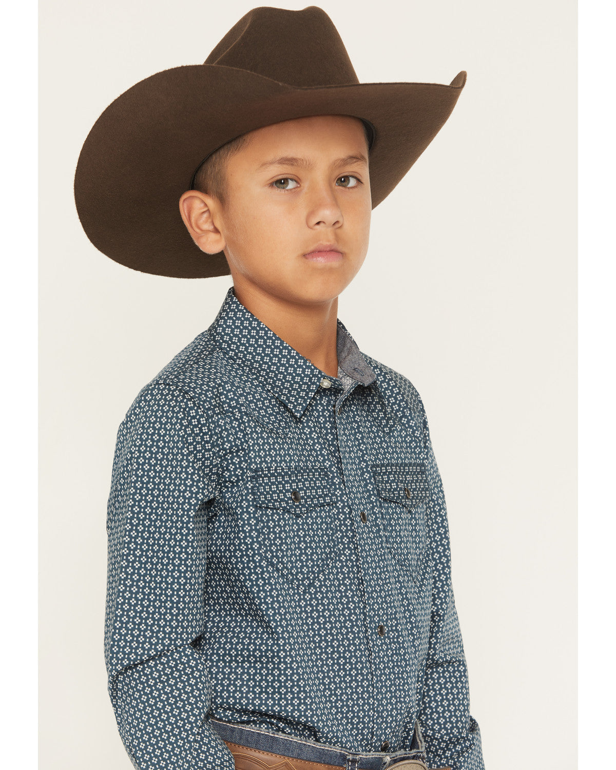 Boys' Bourbon Geo Print Long Sleeve Pearl Snap Western Shir | Cody James Clothing|Boys