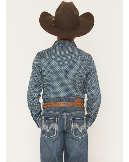 Boys' Bourbon Geo Print Long Sleeve Pearl Snap Western Shir | Cody James Clothing|Boys