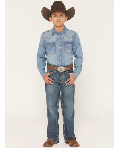 Boys' Grullo Medium Wash Relaxed Bootcut Comfort Stretch De | Cody James Clothing|Boys