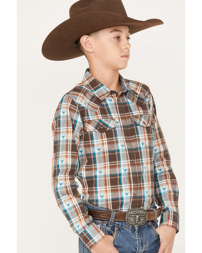 Boys' Bull Dobby Long Sleeve Snap Western Shirt | Cody James Clothing|Boys