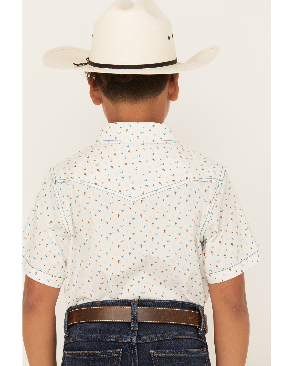Boys' Bull Cactus Short Sleeve Snap Western Shirt | Cody James Clothing|Boys