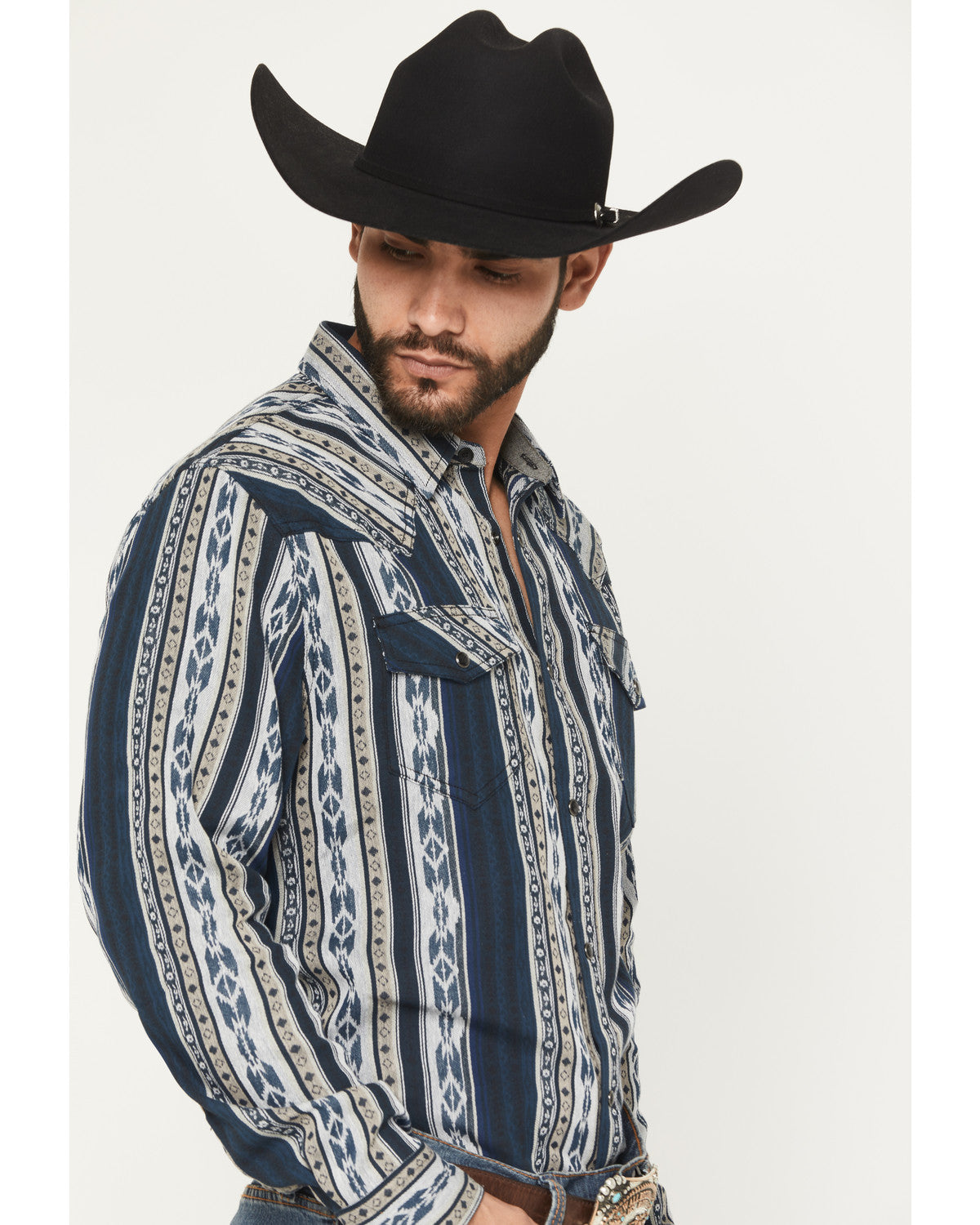 Men's Ford Southwestern Stripe Print Long Sleeve Snap Weste | Cody James Clothing|Sale