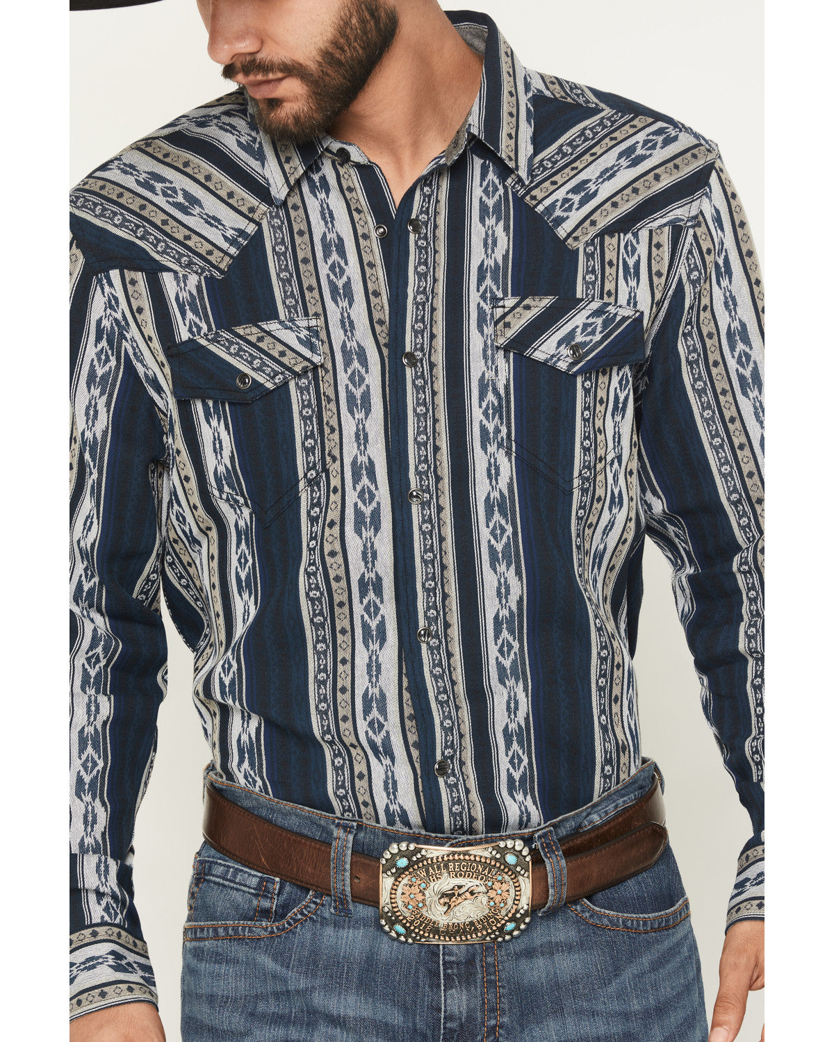 Men's Ford Southwestern Stripe Print Long Sleeve Snap Weste | Cody James Clothing|Sale
