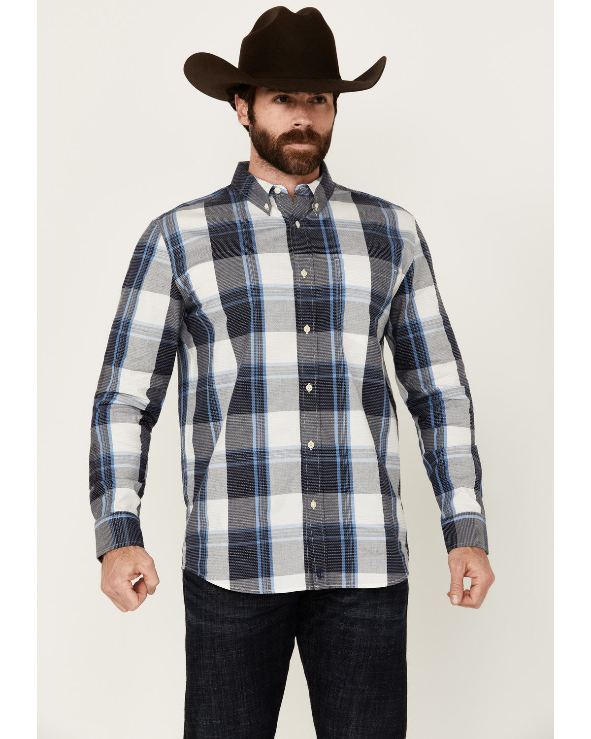 Men's Gallop Plaid Print Long Sleeve Button-Down Stretch We | Cody James Clothing|Sale