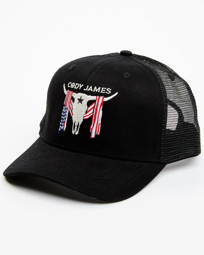 Men's Embroidered Steer Head American Flag Ball Cap | Cody James Hats|Sale