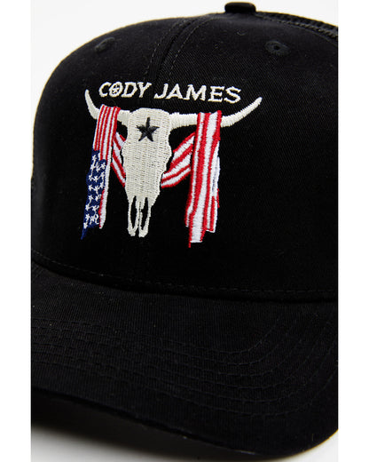 Men's Embroidered Steer Head American Flag Ball Cap | Cody James Hats|Sale