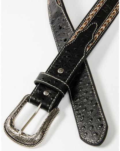 Men's Horsehair with Floral Tooled Inlay Belt | Cody James Accessories