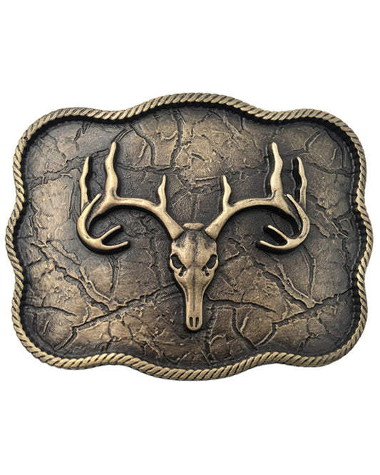 Men's Antique Brass Scalloped Elk Skull Buckle | Cody James Accessories