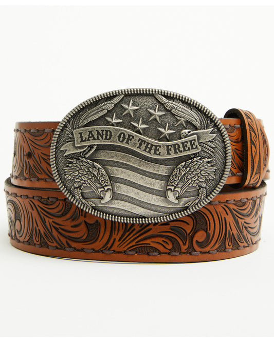 Men's Land of the Free Tooled Buckle Belt | Cody James Accessories