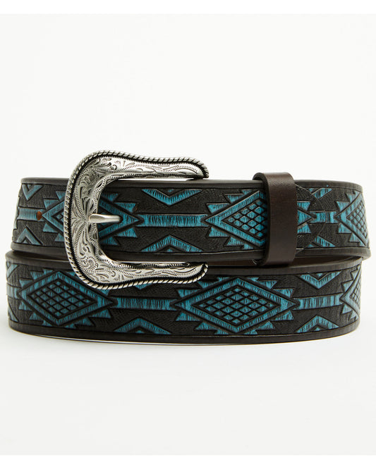 Men's Hand Painted Southwestern Print Embossed Leather Belt | Cody James Accessories|Sale