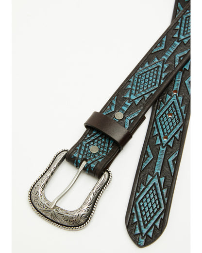 Men's Hand Painted Southwestern Print Embossed Leather Belt | Cody James Accessories|Sale