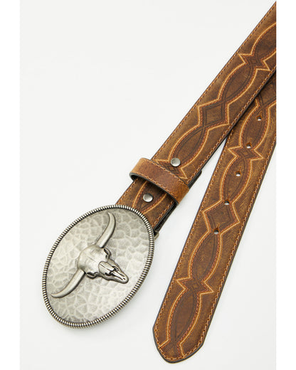 Men's Carson Hammered Longhorn Buckle Belt | Cody James Accessories