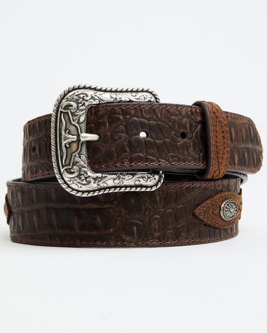 Men's Caiman Print Medallion Leather Belt | Cody James Accessories