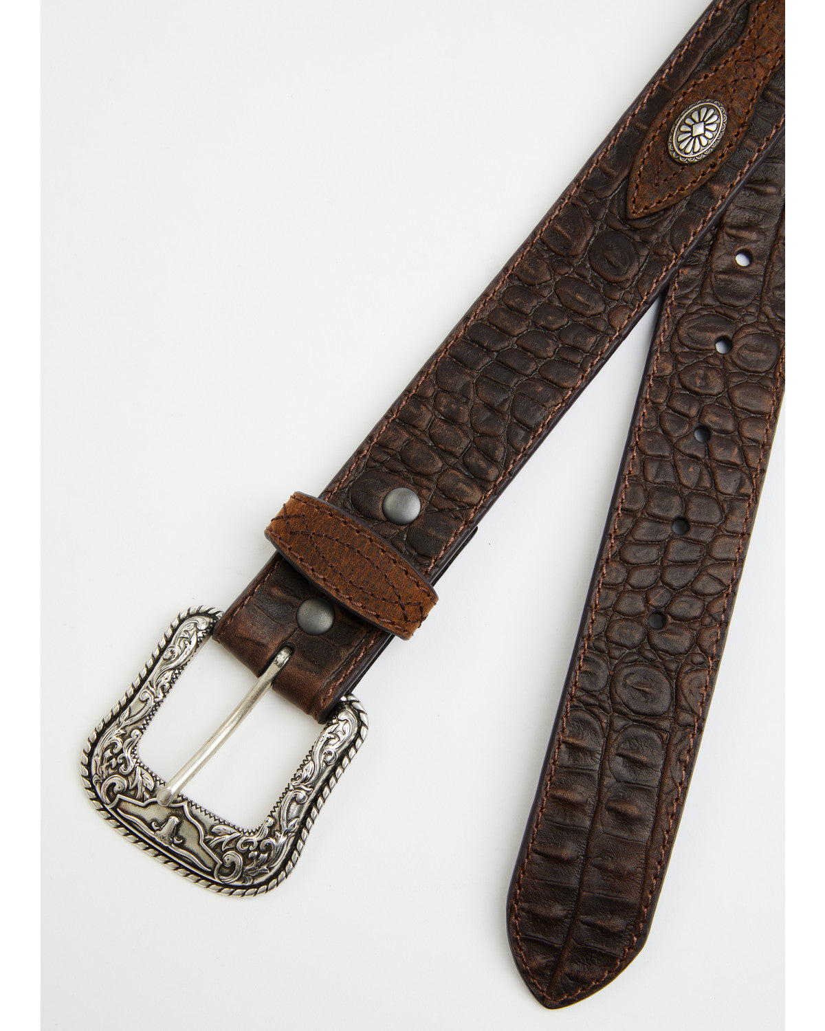 Men's Caiman Print Medallion Leather Belt | Cody James Accessories