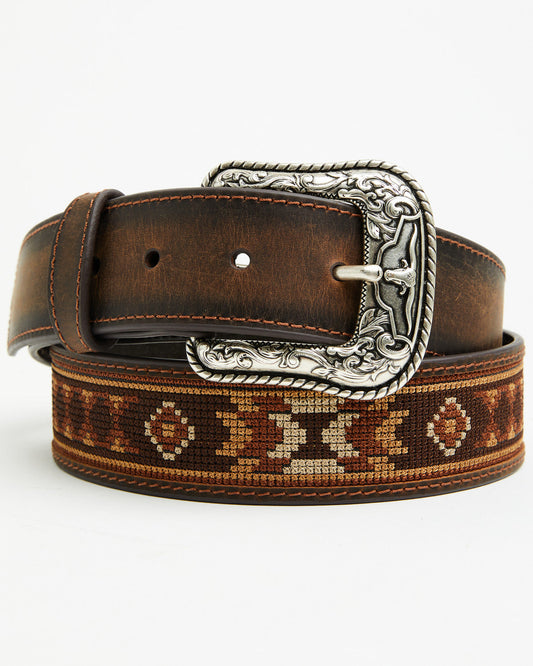 Men's Southwestern Needlepoint Inlay Leather Belt | Cody James Accessories
