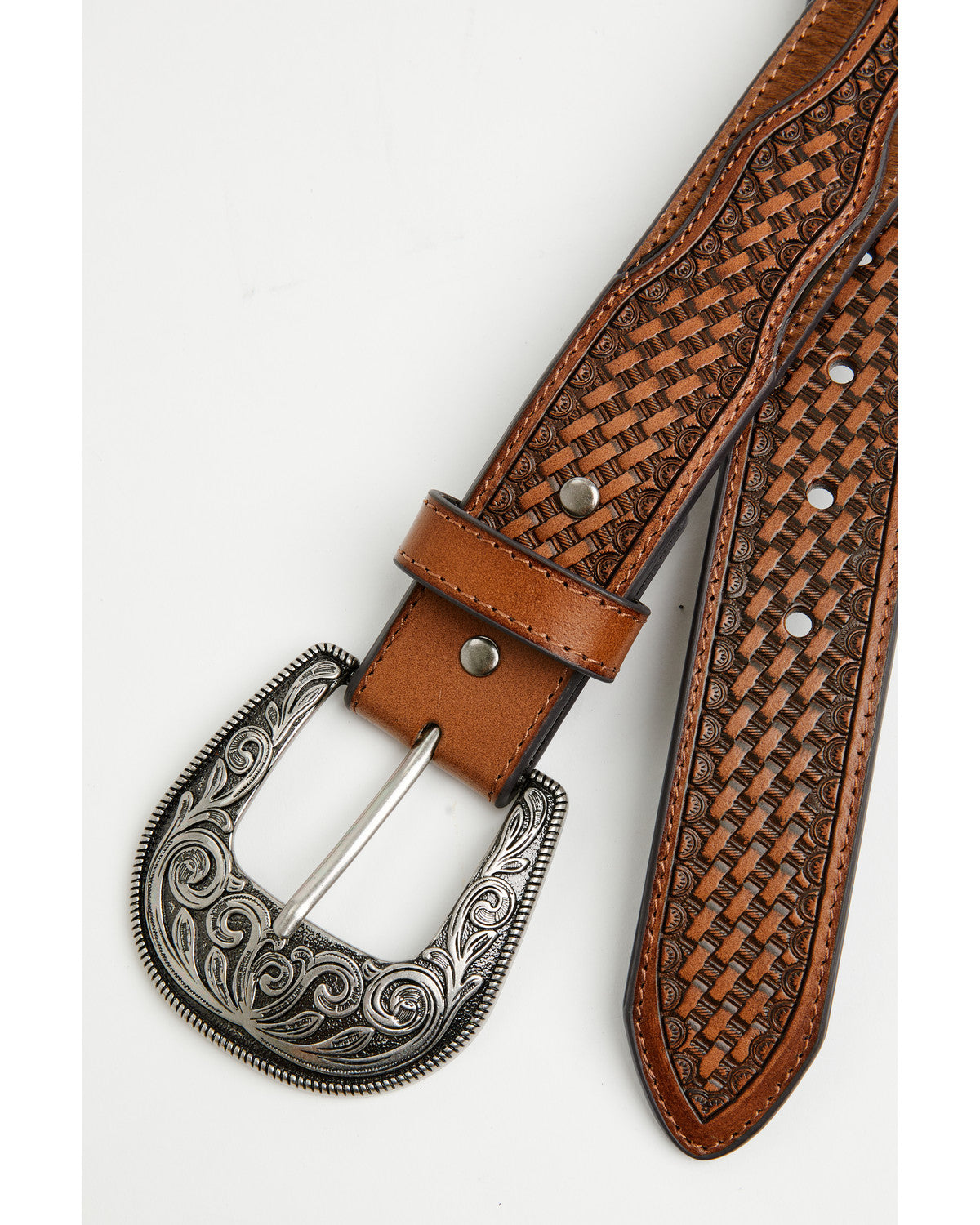 Men's Clyde Hairon Whipstitch Tooled Leather Belt | Cody James Accessories