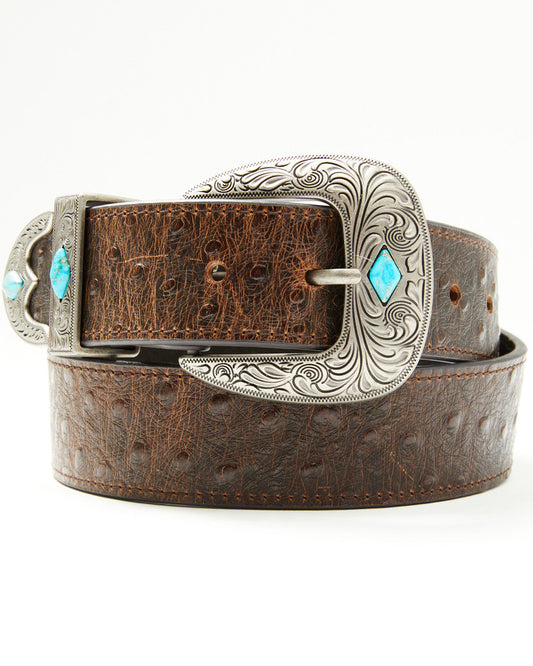 Men's Sheridan Faux Ostrich Print Leather Belt | Cody James Accessories|Sale