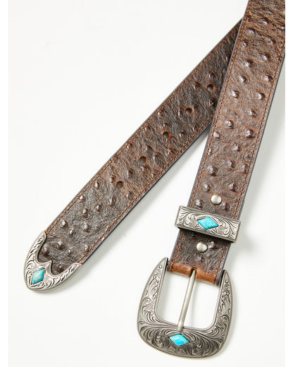 Men's Sheridan Faux Ostrich Print Leather Belt | Cody James Accessories|Sale